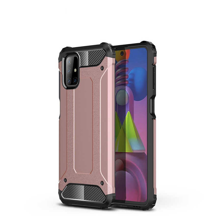 Galaxy Uyumlu M51 Kılıf Tuhatu Crash Silikon Kapak-Rose gold