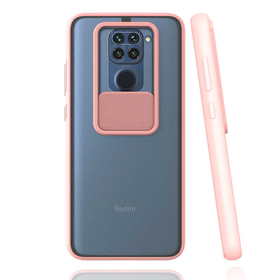 Xiaomi Uyumlu Redmi Note 9 Kılıf Tuhatu Lensi Kapak-Pembe açık