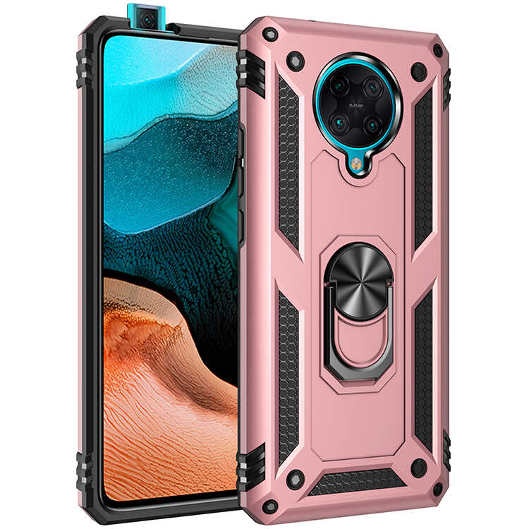 Xiaomi Uyumlu Poco F2 Pro Kılıf Tuhatu Tank Kapak-Rose gold