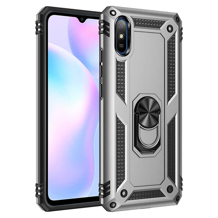 Xiaomi Uyumlu Redmi 9A Kılıf Tuhatu Tank Kapak-Gri