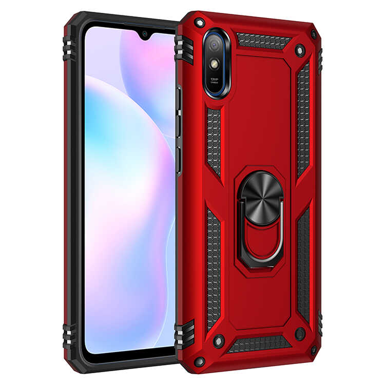 Xiaomi Uyumlu Redmi 9A Kılıf Tuhatu Tank Kapak-Kırmızı