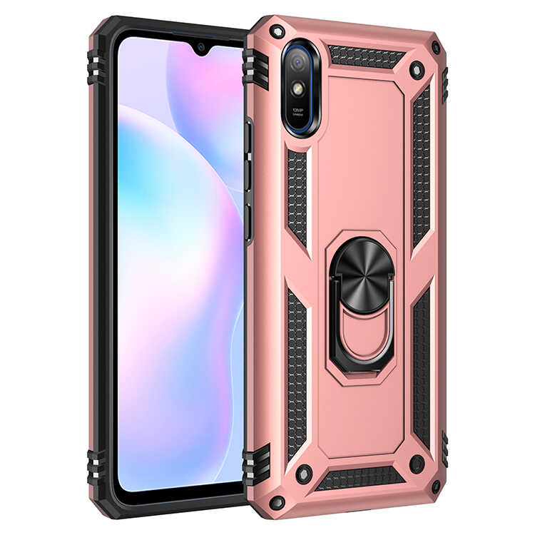 Xiaomi Uyumlu Redmi 9A Kılıf Tuhatu Tank Kapak-Rose gold