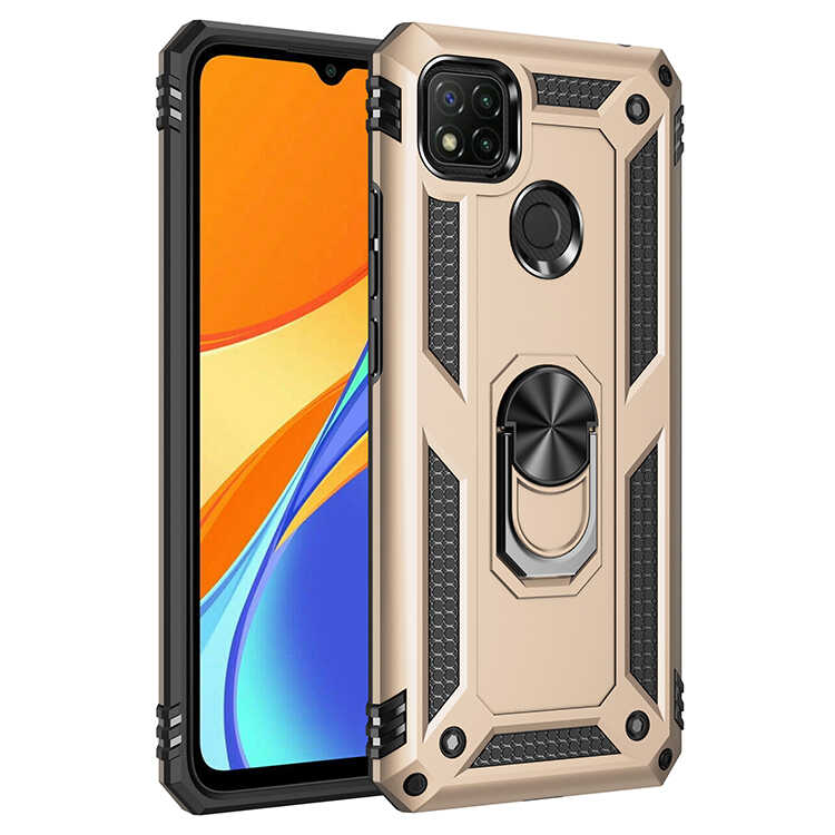 Xiaomi Uyumlu Redmi 9C Kılıf Tuhatu Tank Kapak-Gold