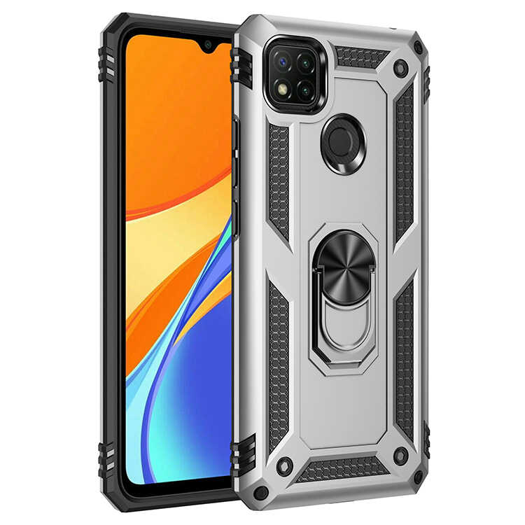 Xiaomi Uyumlu Redmi 9C Kılıf Tuhatu Tank Kapak-Gri