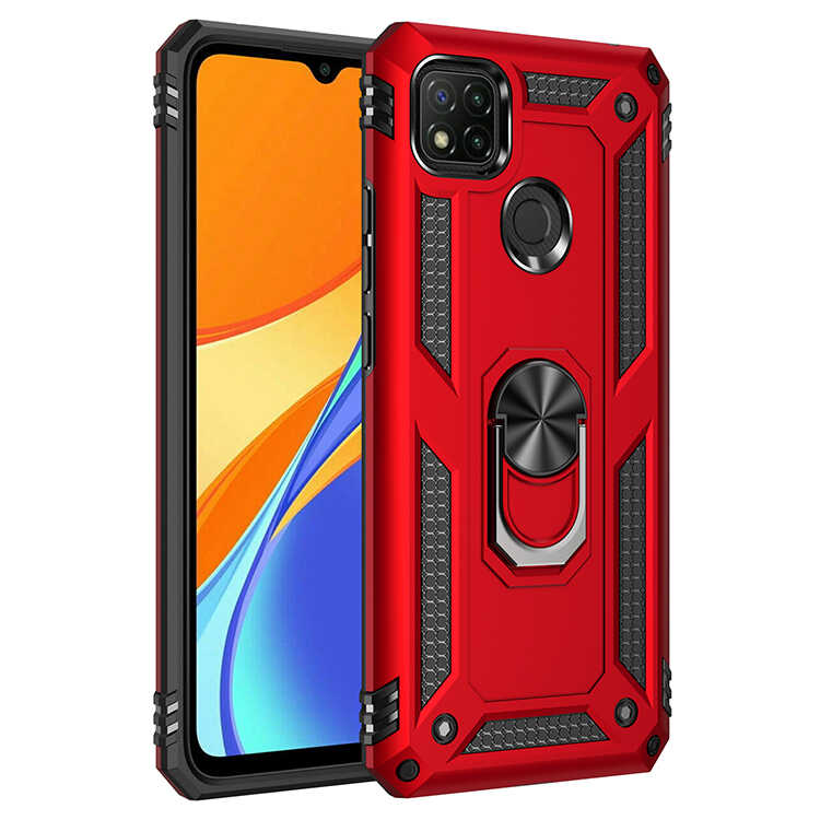 Xiaomi Uyumlu Redmi 9C Kılıf Tuhatu Tank Kapak-Kırmızı