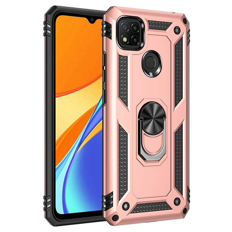 Xiaomi Uyumlu Redmi 9C Kılıf Tuhatu Tank Kapak-Rose gold