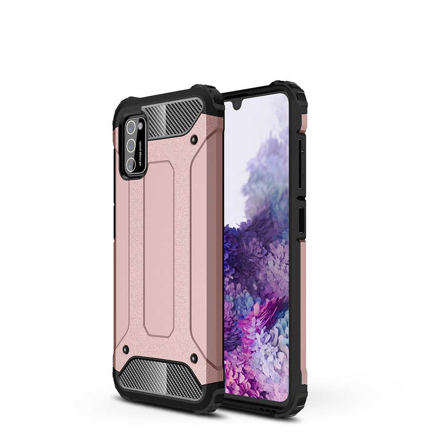 Galaxy Uyumlu A02S Kılıf Tuhatu Crash Silikon Kapak-Rose gold