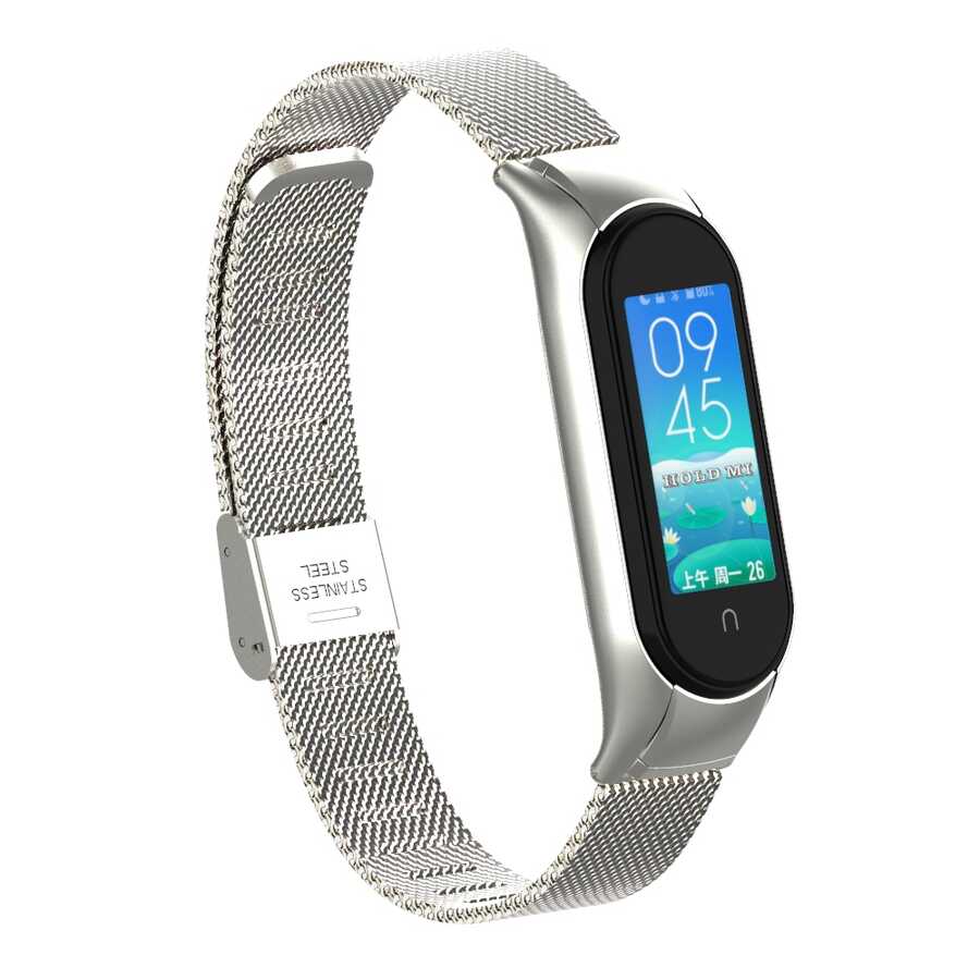 Xiaomi Uyumlu Mi Band 5 KRD-06 Metal Kordon-Gümüş