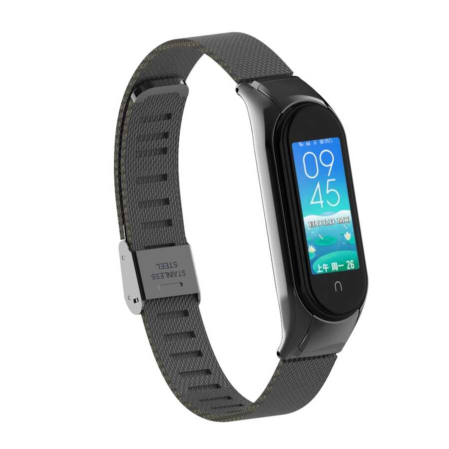 Xiaomi Uyumlu Mi Band 5 KRD-06 Metal Kordon-Siyah