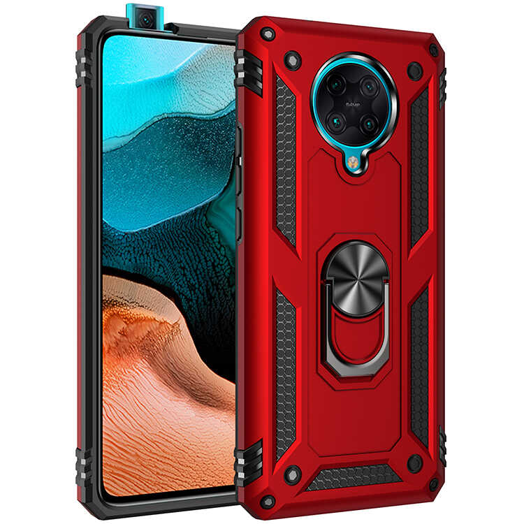 Xiaomi Uyumlu Redmi K30 Pro Kılıf Tuhatu Tank Kapak-Kırmızı