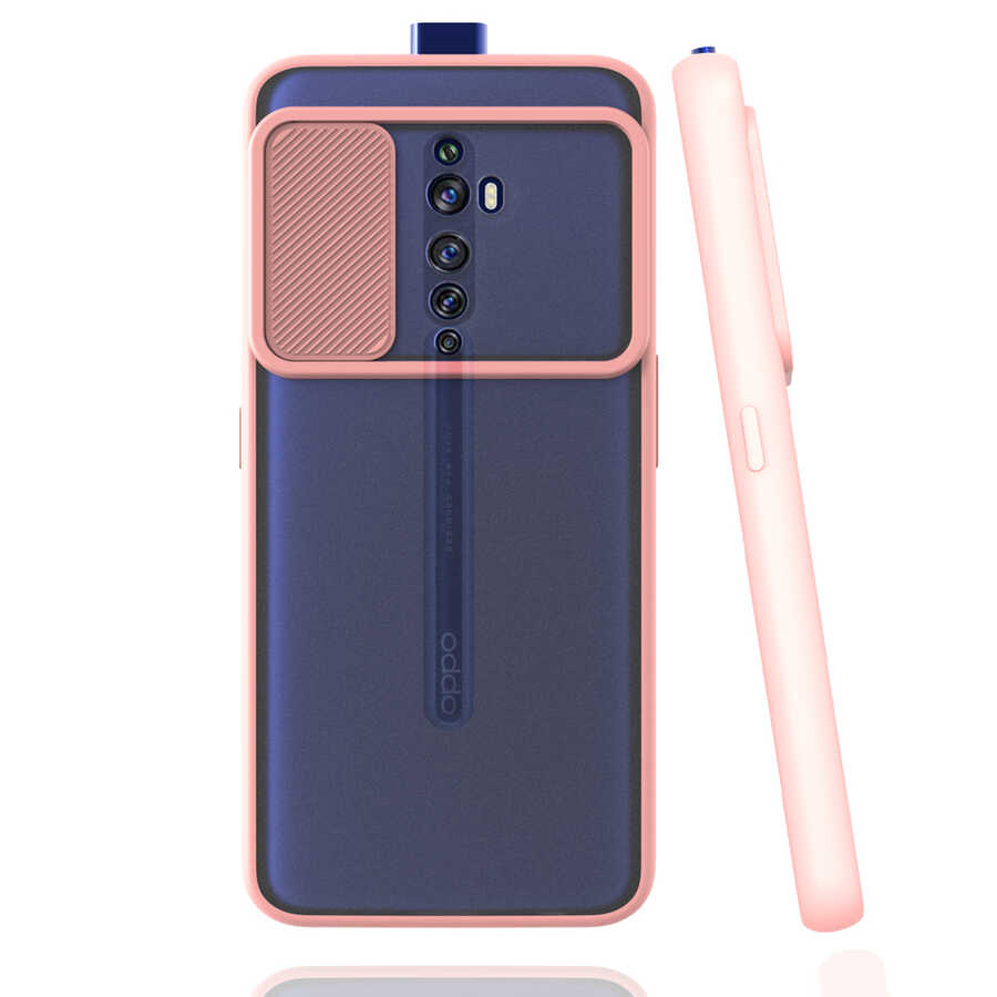 Oppo Reno 2Z Kılıf Tuhatu Lensi Kapak-Pembe açık