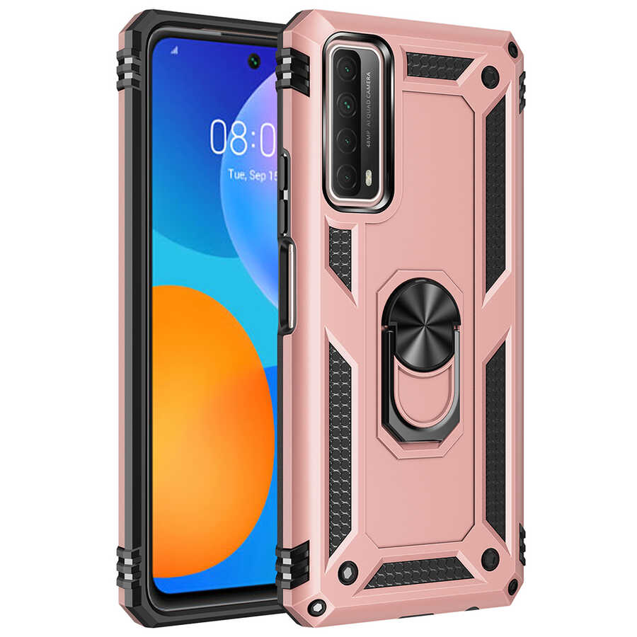 Huawei Uyumlu P Smart 2021 Kılıf Tuhatu Tank Kapak-Rose gold