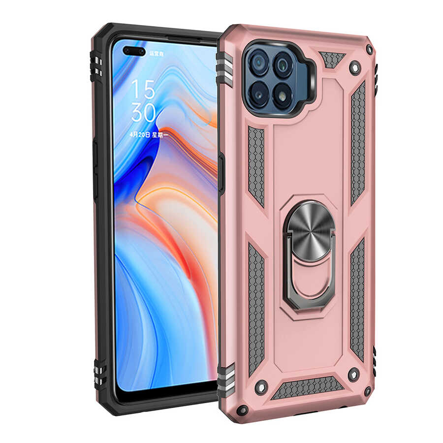 Oppo Reno 4 Lite Kılıf Tuhatu Tank Kapak-Rose gold