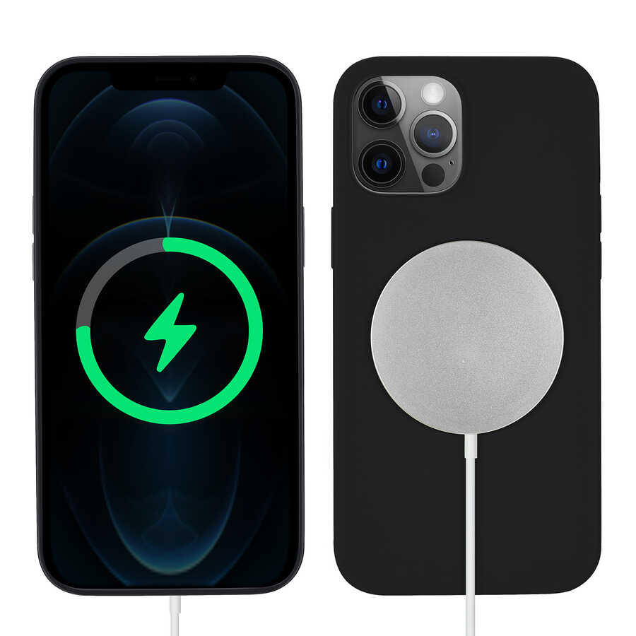 iPhone Uyumlu 12 Pro Kılıf Tuhatu Silksafe Wireless Kapak-Siyah