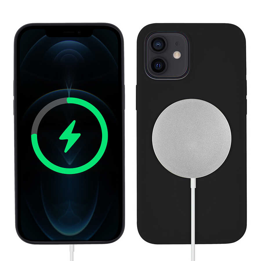 iPhone Uyumlu 12 Mini Kılıf Tuhatu Silksafe Wireless Kapak-Siyah