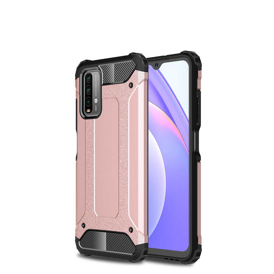 Xiaomi Uyumlu Redmi 9T Kılıf Tuhatu Crash Silikon Kapak-Rose gold