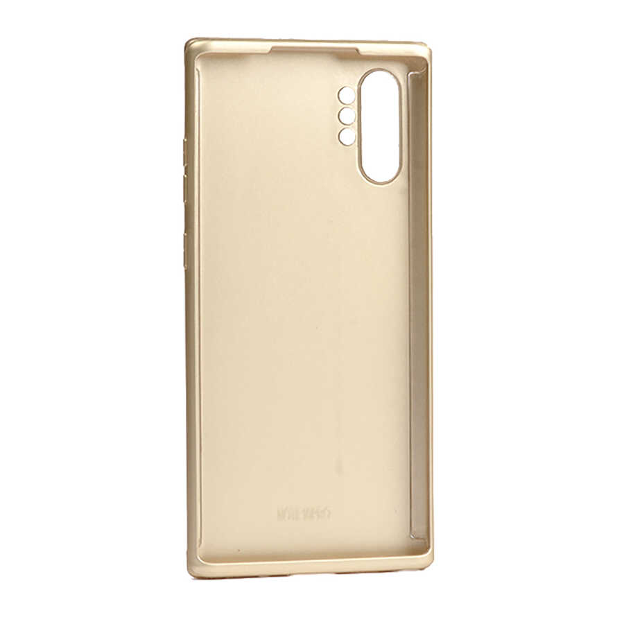 Galaxy Uyumlu Note 10 Plus Kılıf Tuhatu 360 3 Parçalı Rubber Kapak-Gold