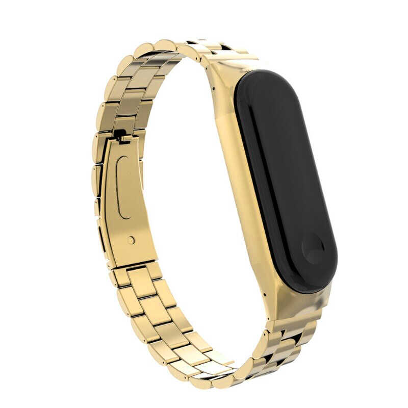 Xiaomi Uyumlu Mi Band 6 Boss Metal Kordon-Gold