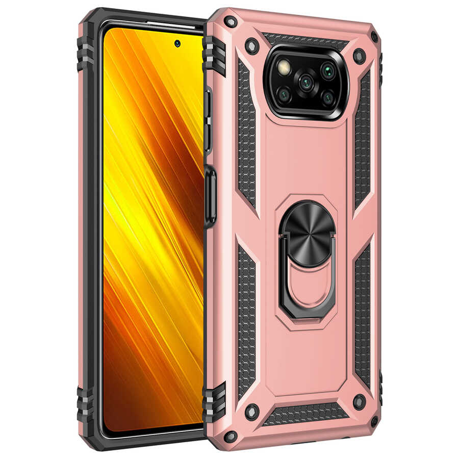 Xiaomi Uyumlu Poco X3 Kılıf Tuhatu Tank Kapak-Rose gold