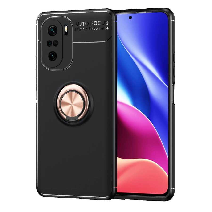 Xiaomi Uyumlu Redmi K40 Kılıf Tuhatu Ravel Silikon Kapak-Siyah-rose gold