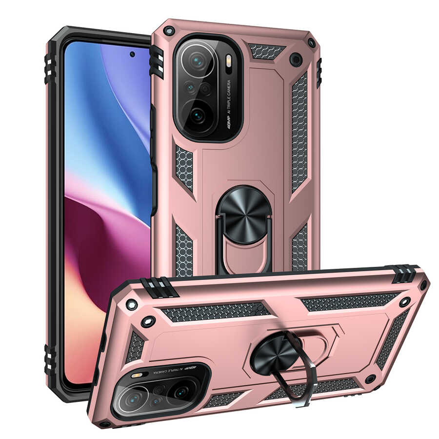 Xiaomi Uyumlu Poco F3 Kılıf Tuhatu Tank Kapak-Rose gold