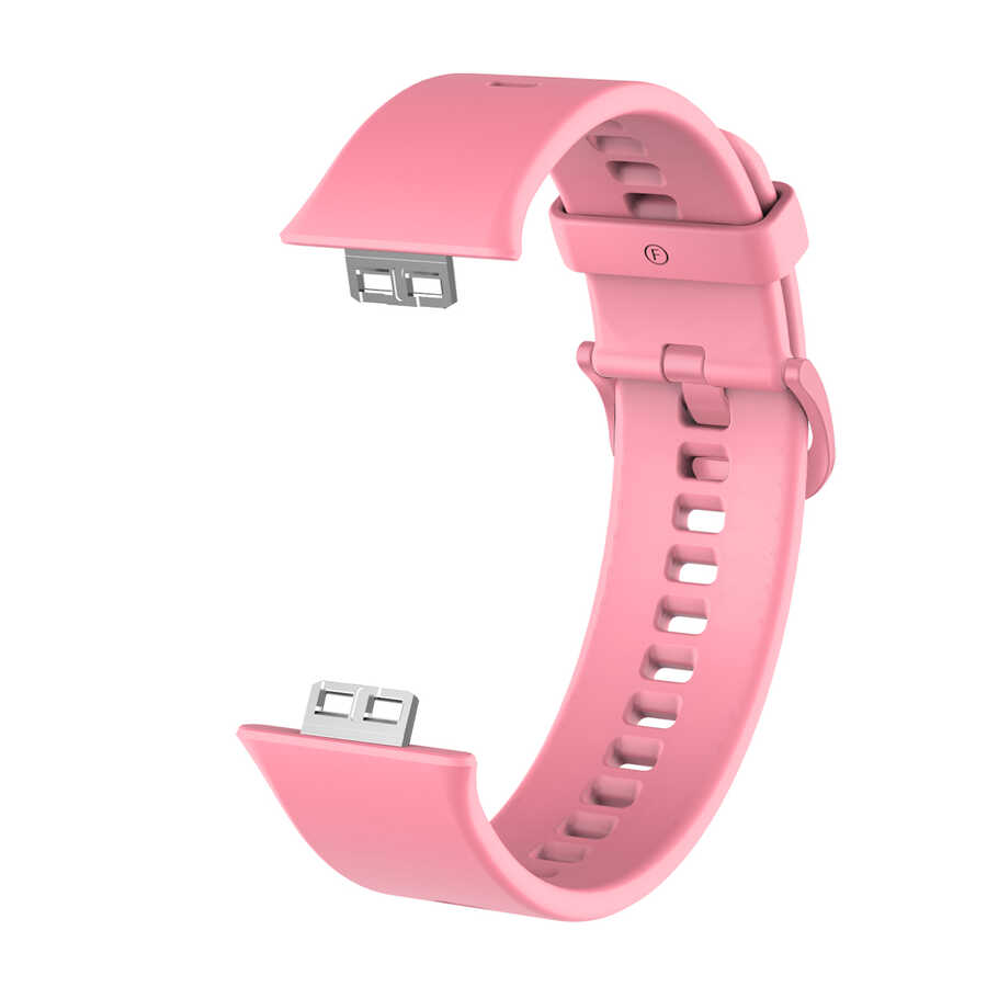 Huawei Uyumlu Watch Fit Friendly Silikon Kordon-Pembe