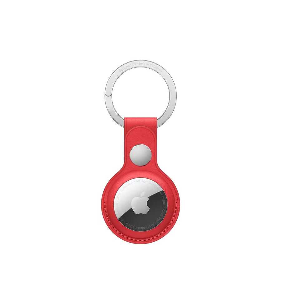 Wiwu Leather Key Ring Airtag Uyumlu Anahtarlık-Kırmızı