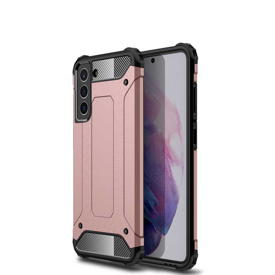 Galaxy Uyumlu S21 FE Kılıf Tuhatu Crash Silikon Kapak-Rose gold