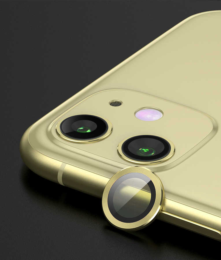 iPhone Uyumlu 12 Mini Tuhatu CL-01 Kamera Lens Koruyucu-Sarı