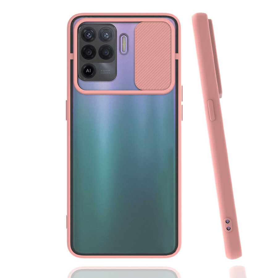 Oppo Reno 5 Lite Kılıf Tuhatu Lensi Kapak-Pembe açık