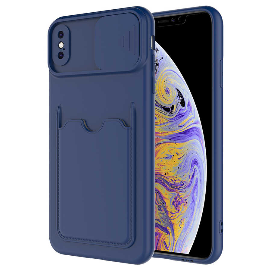 iPhone Uyumlu X Kılıf ​Tuhatu Kartix Kapak-Lacivert