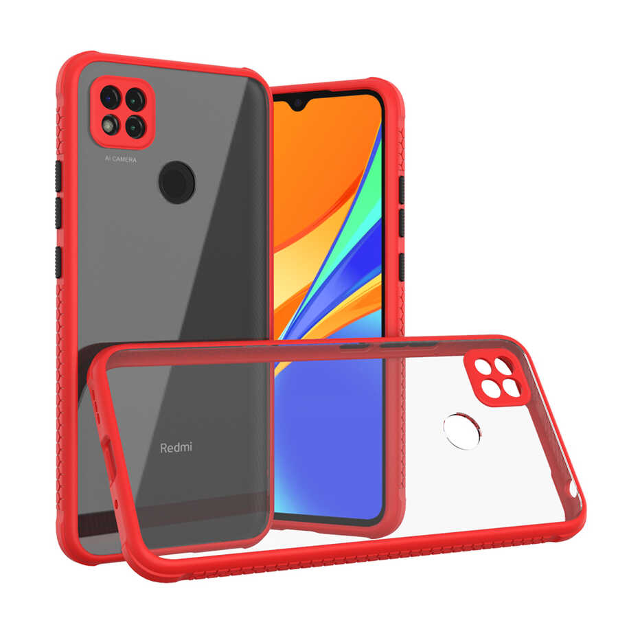 Xiaomi Uyumlu Redmi 9C Kılıf ​​Tuhatu Kaff Kapak-Kırmızı