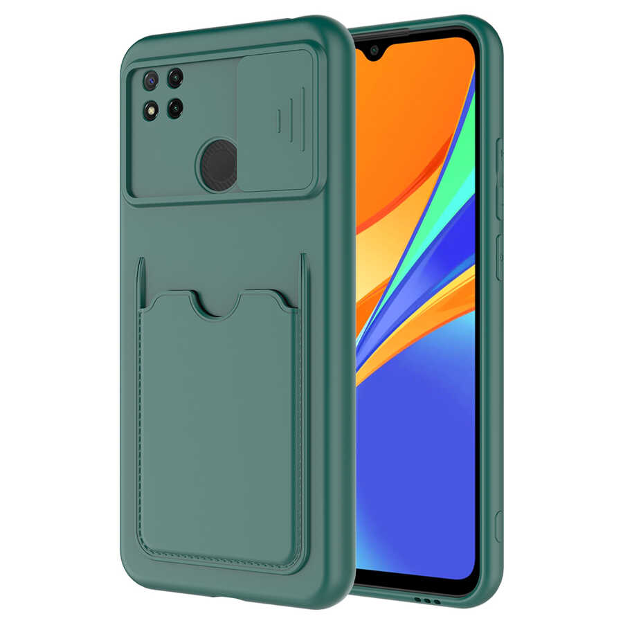 Xiaomi Uyumlu Redmi 9C Kılıf ​Tuhatu Kartix Kapak-Koyu yeşil