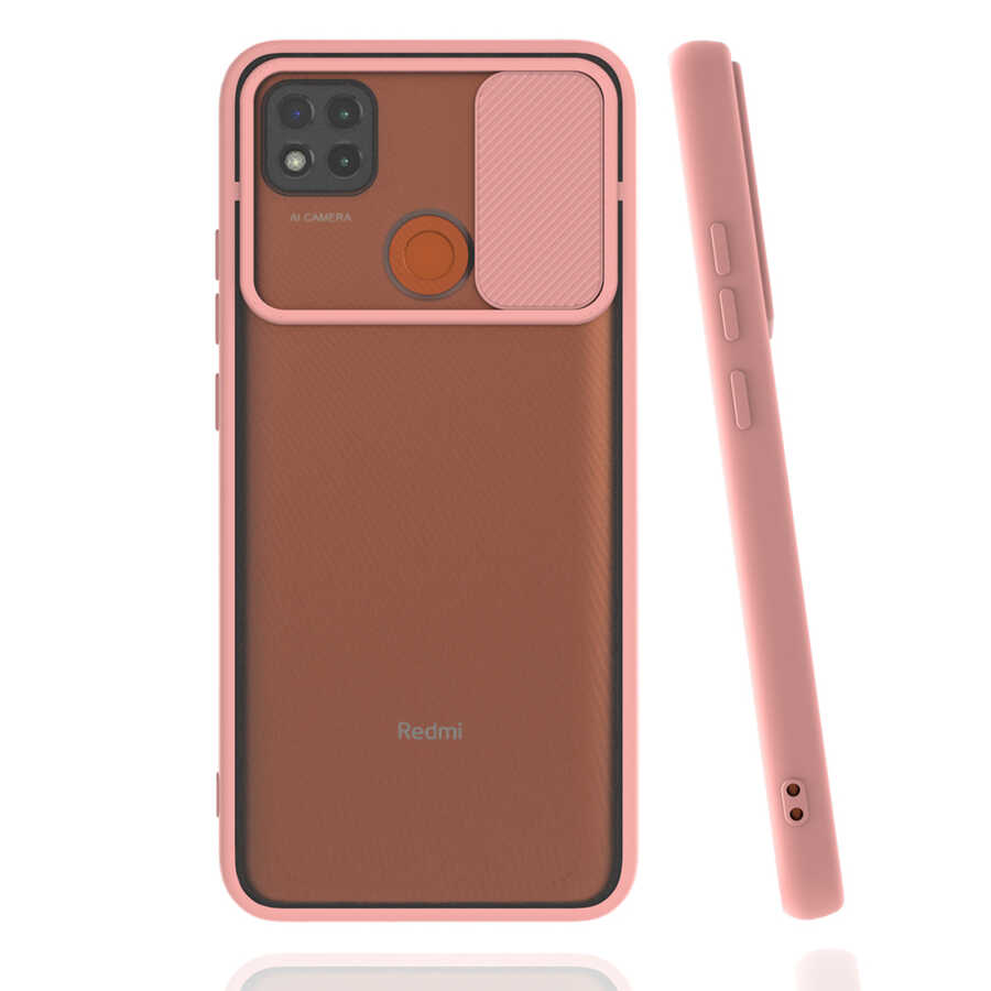 Xiaomi Uyumlu Redmi 9C Kılıf Tuhatu Lensi Kapak-Pembe açık