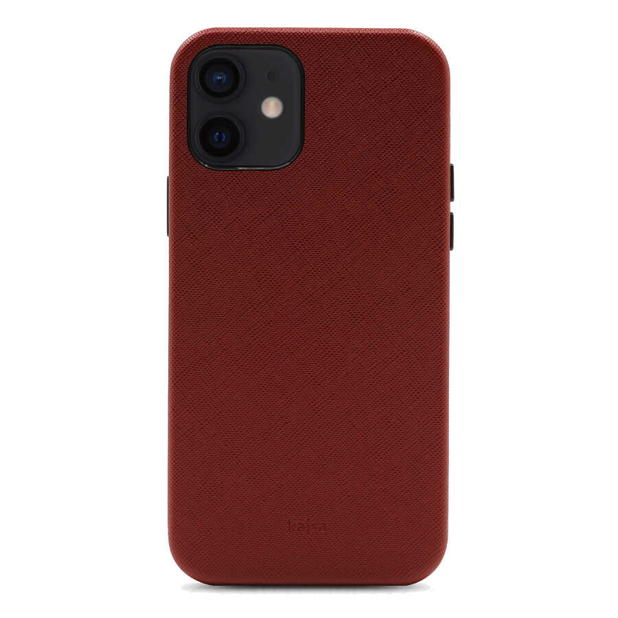 iPhone Uyumlu 12 Kılıf ​Kajsa Woven Kapak-Bordo