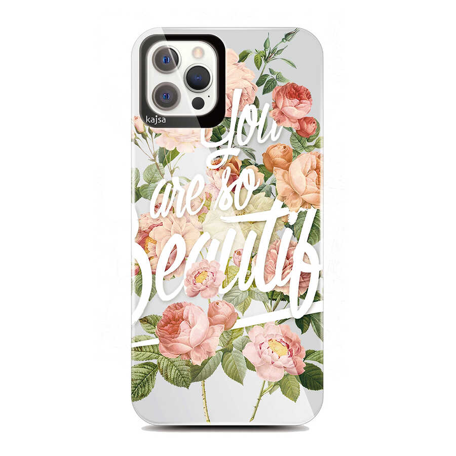 iPhone Uyumlu 12 Pro Kılıf Kajsa Floral Kapak