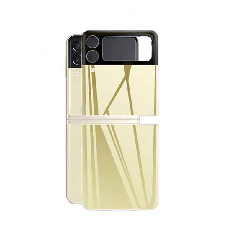 Galaxy Uyumlu Z Flip 3 Tuhatu 3D Standart 2 in 1 Arka Koruyucu-Gold