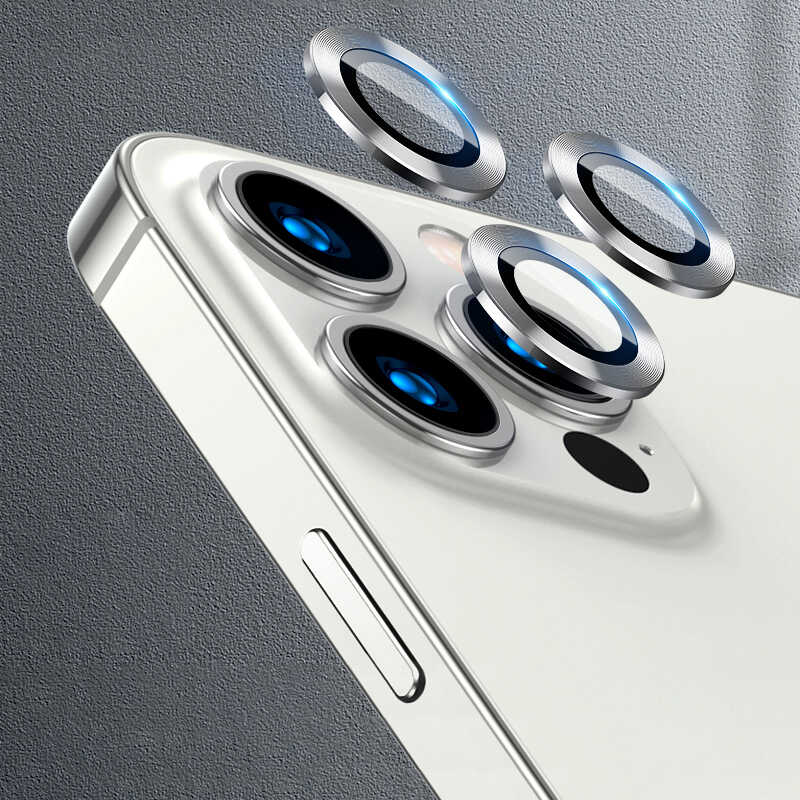 iPhone Uyumlu 13 Pro Tuhatu CL-02 Kamera Lens Koruyucu-Gümüş