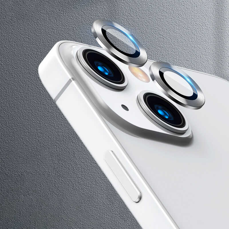 iPhone Uyumlu 13 Mini Tuhatu CL-02 Kamera Lens Koruyucu-Gümüş