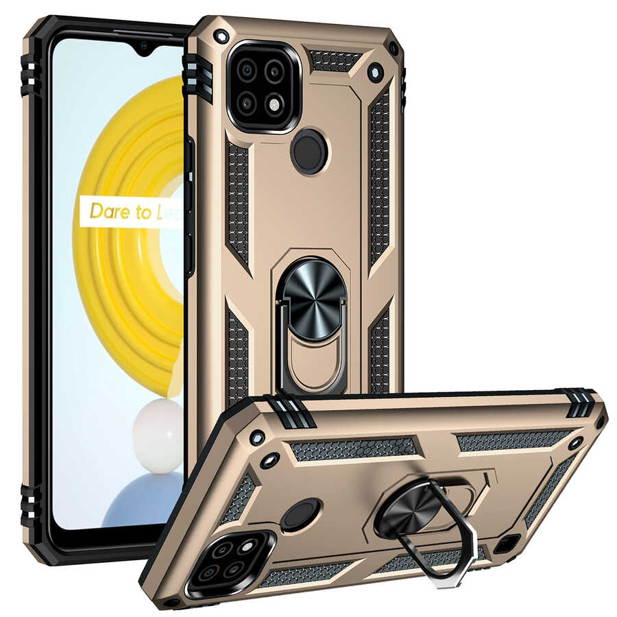 Realme C21 Kılıf Tuhatu Tank Kapak-Gold