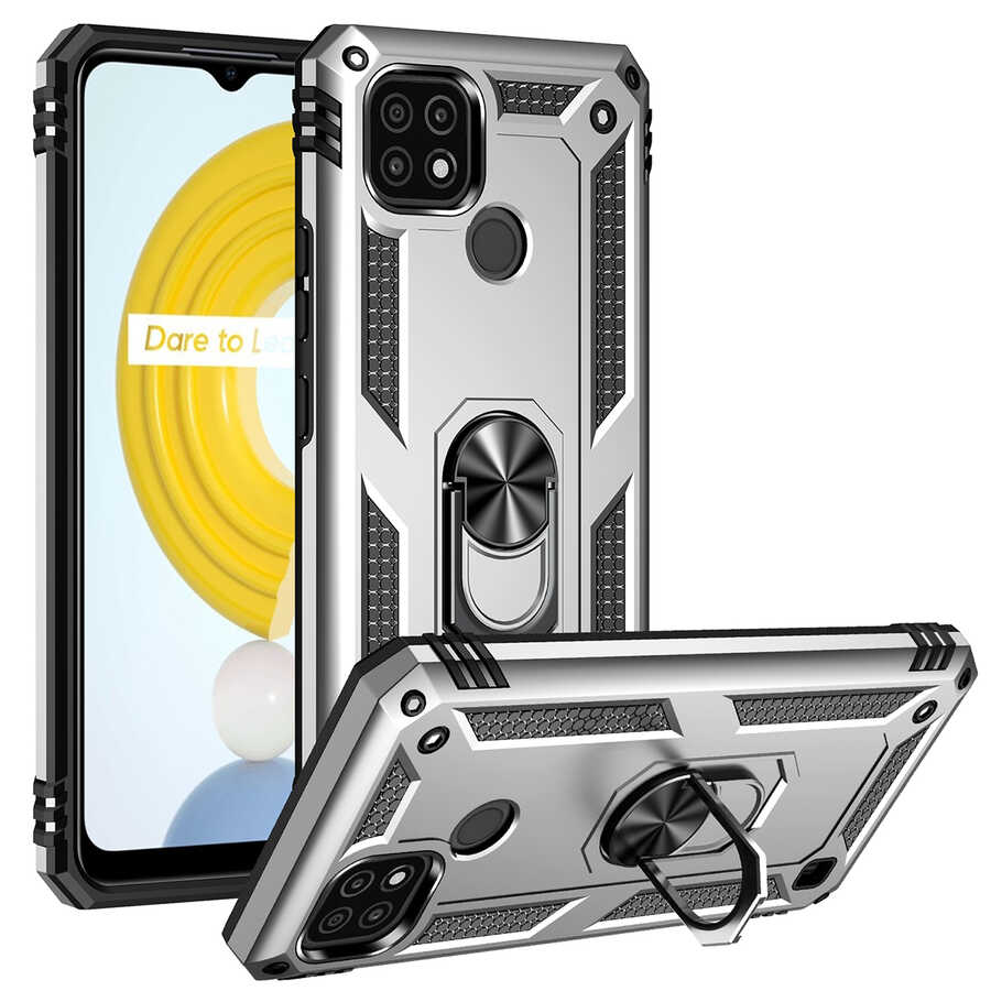 Realme C21 Kılıf Tuhatu Tank Kapak-Gri