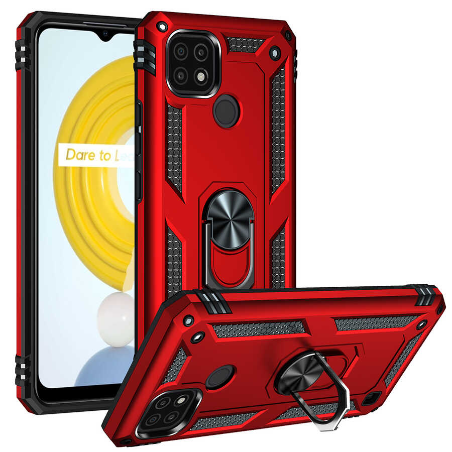 Realme C21 Kılıf Tuhatu Tank Kapak-Kırmızı