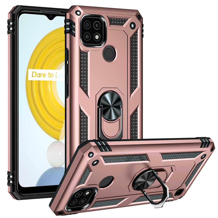 Realme C21 Kılıf Tuhatu Tank Kapak-Rose gold