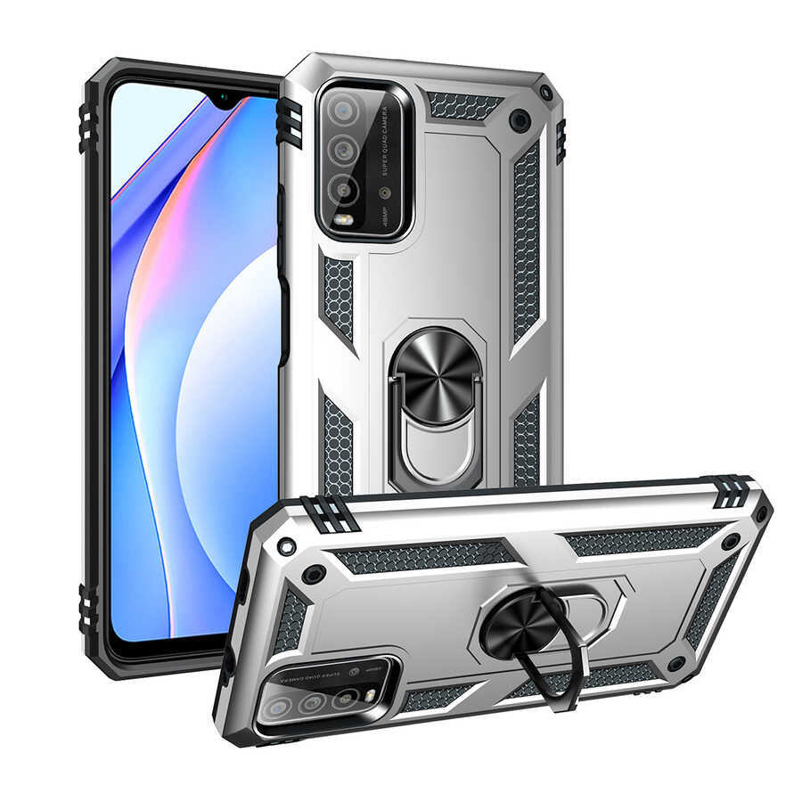 Xiaomi Uyumlu Redmi 9T Kılıf Tuhatu Tank Kapak-Gri