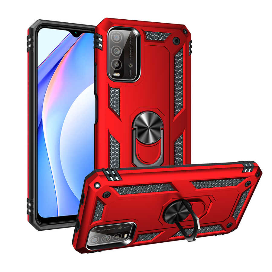 Xiaomi Uyumlu Redmi 9T Kılıf Tuhatu Tank Kapak-Kırmızı