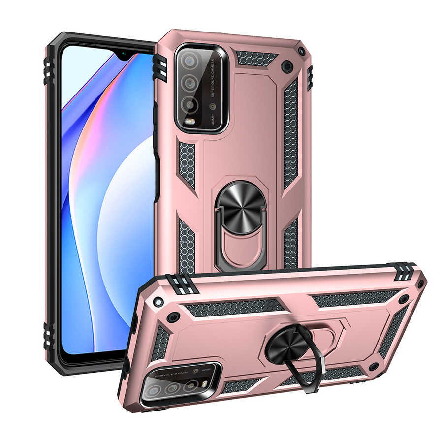 Xiaomi Uyumlu Redmi 9T Kılıf Tuhatu Tank Kapak-Rose gold