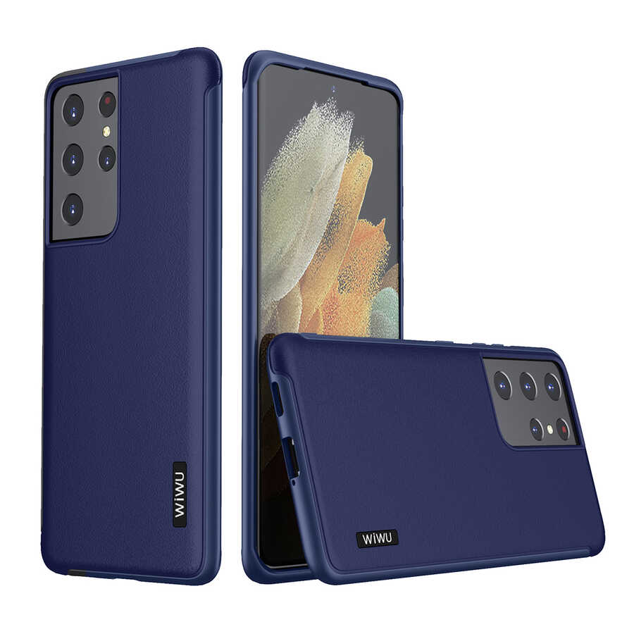 Galaxy Uyumlu S21 Ultra Kılıf ​​​​​Wiwu Sand Stone Kapak-Mavi