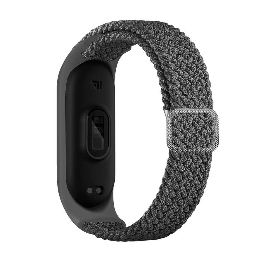 Xiaomi Uyumlu Mi Band 3 KRD-49 Örgü Kordon-Gri