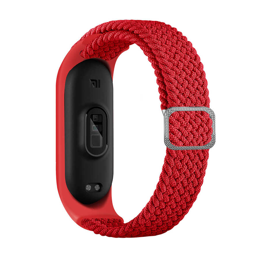 Xiaomi Uyumlu Mi Band 3 KRD-49 Örgü Kordon-Kırmızı