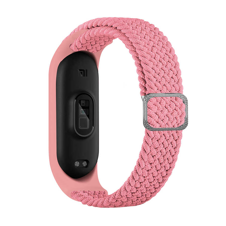 Xiaomi Uyumlu Mi Band 3 KRD-49 Örgü Kordon-Pembe